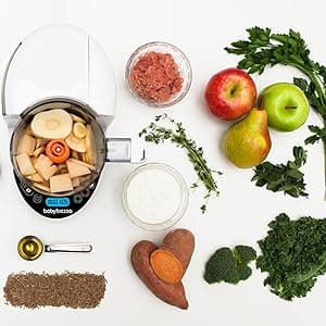 Baby Brezza One Step Baby Food Maker Deluxe – Auto shut Off, Dishwasher Safe Cooker and Blender to Steam + Puree Organic Food for Infants + Toddlers - Set of 3 Pouches + 3 Funnels