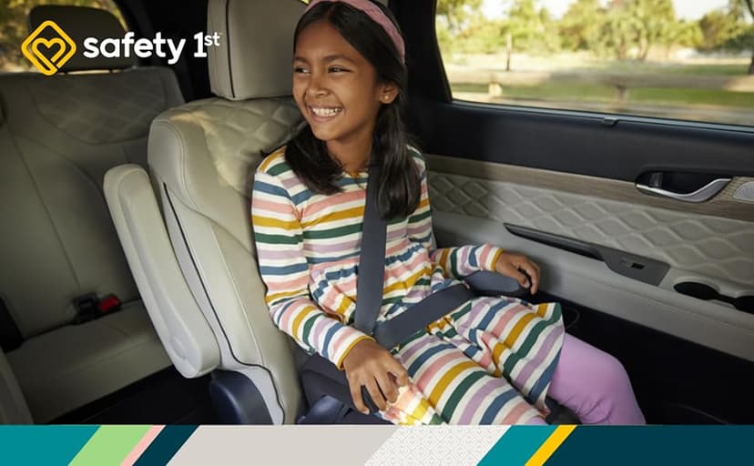 Safety 1st Grow and Go 2-in-1 Booster Car Seat with ComfortWings, Converts High-Back to Backless, 19" Wide, Fits 3 Across, Lightweight, Foldable, Easy-Clean, Cup Holders, 40-100 lbs, Black Sand