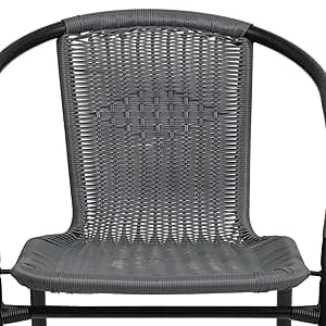 Flash Furniture Lila Modern Rattan Indoor/Outdoor Stackable Dining Chairs, Stacking Rattan Bistro Chairs for Patio or Restaurant, Set of 4, Black