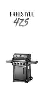 Napoleon Freestyle 365 Propane Gas Outdoor Grill, Graphite Grey – 3-Burner BBQ with Stainless Steel Cooking Grates