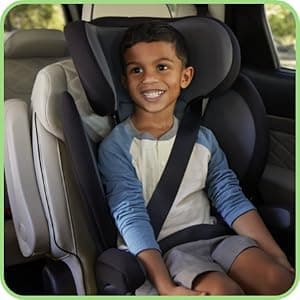 Safety 1st Grow and Go 2-in-1 Booster Car Seat with ComfortWings, Converts High-Back to Backless, 19" Wide, Fits 3 Across, Lightweight, Foldable, Easy-Clean, Cup Holders, 40-100 lbs, Black Sand