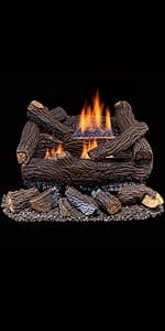 Duluth Forge DLS-24T-2 Dual Fuel Ventless Fireplace Logs Set with Thermostat, Use with Natural Gas or Liquid Propane, 33000 BTU, Heats up to 1100 Sq. Ft, Stacked Red Oak, 24 Inches