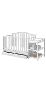 Storkcraft Steveston 5-in-1 Convertible Crib and Changer with Drawer (Gray) – GREENGUARD Gold Certified, Crib and Changing Table Combo with Drawer, Converts to Toddler Bed, Daybed and Full-Size Bed
