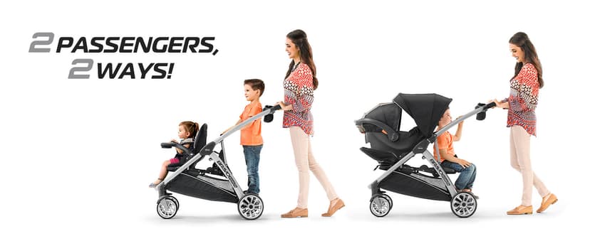 Chicco BravoFor2 Standing/Sitting Double Stroller - Iron | Black/Grey