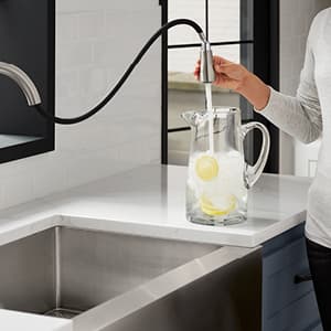 KOHLER 649-VS Simplice Pull-Down Bar Sink Faucet, Prep Sink Faucet, Kitchen Sink Faucet with Pull Down Sprayer, Vibrant Stainless