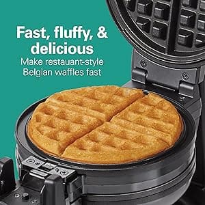 Hamilton Beach 26201 Belgian Waffle Maker with Removable Nonstick Plates, Double Flip, Makes 2 at Once, Black