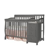 Dream On Me Jayden 4-in-1 Mini Convertible Crib And Changer in Storm Grey, Greenguard Gold Certified, Non-Toxic Finish, New Zealand Pinewood, 1" Mattress Pad