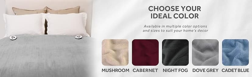 Sunbeam Electric Royal Luxe Microplush Heated Blanket 12 Heat Settings, 12-Hour Selectable Auto Shut-Off, Fast Heating, Warm and Cozy, Sandstone Color, Queen, 90" x 84"