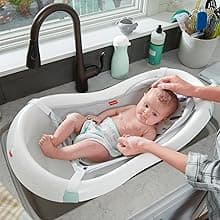 Fisher-Price Baby to Toddler Bath 4-in-1 Sling ‘n Seat Tub with Removable Infant Support and 2 Toys, Climbing Leaves