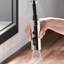 KOHLER 24982-BL Purist Commercial Style Pre-Rinse Kitchen Faucet with 3-Function Sprayhead, Kitchen Sink Faucet with Pull Down Sprayer, Matte Black