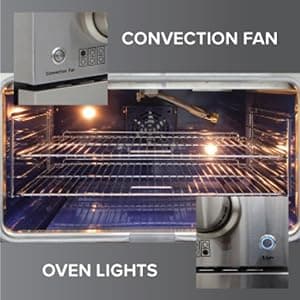 DE360GRSSS Gas Range Cooktop 36-Inch with Porcelain Convection Oven and Broil Function, 6 Sealed Burners and Continuous Grates with Stainless Steel Construction, Silver