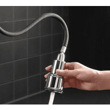 KOHLER K-99259-CP Artifacts Single-Hole Kitchen Sink Faucet with 17-5/8-Inch Pull-Down Spout, 3-Function Sprayhead, and Turned Lever Handle, Polished Chrome