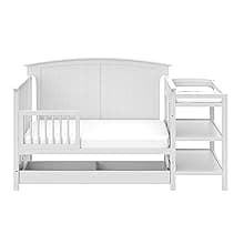Storkcraft Steveston 5-in-1 Convertible Crib and Changer with Drawer (Gray) – GREENGUARD Gold Certified, Crib and Changing Table Combo with Drawer, Converts to Toddler Bed, Daybed and Full-Size Bed