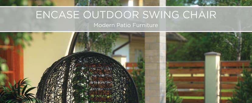 Modway EEI-739-GRY-SET Encase Wicker Rattan Outdoor Patio Porch Lounge Egg, Swing Chair with Stand, Gray