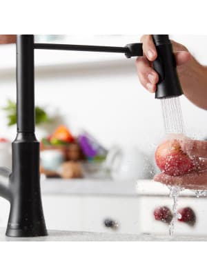 hansgrohe Joleena Brushed Nickel Commercial Kitchen Faucet, Kitchen Faucets with Pull Down Sprayer, Faucet for Kitchen Sink, Polished Nickel 04792830 19.3-Inches Tall