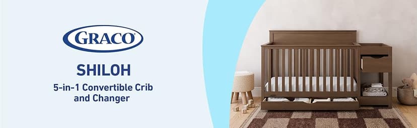 Graco Shiloh 5-in-1 Convertible Crib & Changer with Drawer (Black) – GREENGUARD Gold Certified Baby Crib Crafted from Wood, Converts to Toddler Bed, Daybed, and Full-Size Bed