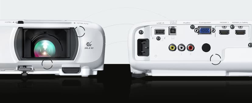 Epson Home Cinema 1060 Full HD 1080p 3,100 Lumens Color Brightness (Color Light Output) 3,100 Lumens White Brightness (White Light Output) 2x Hdmi (1x Mhl) Built-in Speakers 3lcd Projector