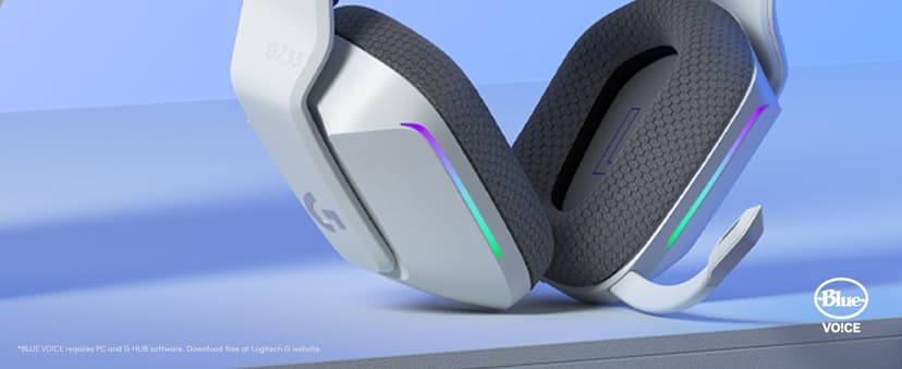 Logitech G733 Lightspeed Wireless Gaming Headset, Suspension Headband, Lightsync RGB, Blue VO!CE Mic, PRO-G Audio – White, Gaming Headset Wireless, PC, PS5, PS4, Switch Compatible