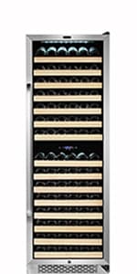 Whynter BWR-0922DZ 92 Wine Bottle Built-in or Freestanding Stainless Steel Dual Zone Compressor Large Capacity Refrigerator Rack for Open LED Display, Dark Grey-92 Grey