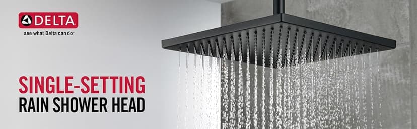 Delta Brushed Nickel Square Rain Shower Head, 12 Inch Metal Large Shower Head Rainfall, Overhead Rain Showerhead, 2.5 GPM Flow Rate, Stainless 52159-SS25