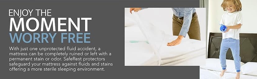 SafeRest Waterproof King Size Mattress Protector - Fitted with Stretchable Pockets - Machine Washable Cotton Mattress Cover for Bed