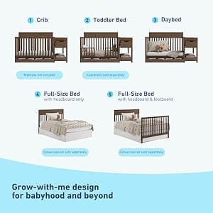 Graco Shiloh 5-in-1 Convertible Crib & Changer with Drawer (Black) – GREENGUARD Gold Certified Baby Crib Crafted from Wood, Converts to Toddler Bed, Daybed, and Full-Size Bed