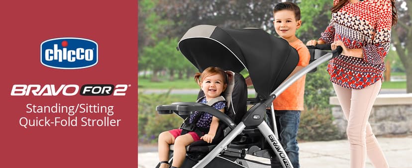 Chicco BravoFor2 Standing/Sitting Double Stroller - Iron | Black/Grey