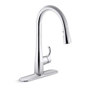 KOHLER 649-VS Simplice Pull-Down Bar Sink Faucet, Prep Sink Faucet, Kitchen Sink Faucet with Pull Down Sprayer, Vibrant Stainless