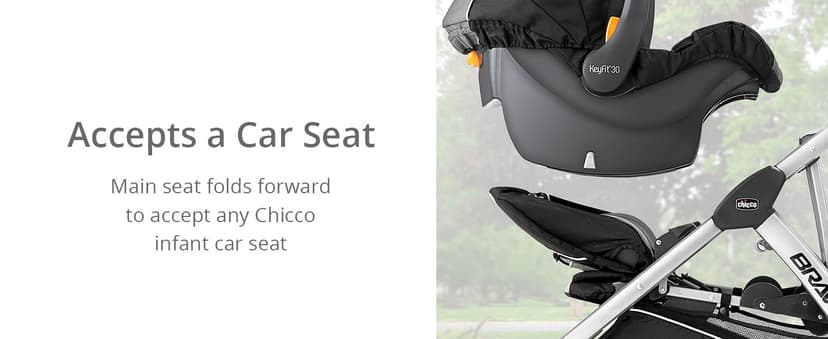 Chicco BravoFor2 Standing/Sitting Double Stroller - Iron | Black/Grey