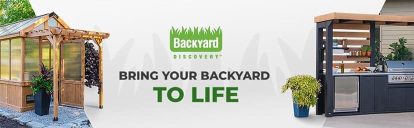 Backyard Discovery Stratford 14' x 12' Traditional Galvanized Steel Pergola Kit with Shade Sail Canopy, Powder-Coated Finish, All-Season Durability, High-Wind Rating for Outdoor Patio, Deck, Garden