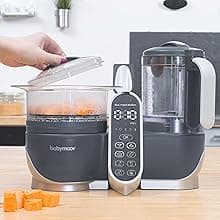 Babymoov Duo Meal Station Grey: Multi-Speed Baby Food Maker Steamer and Puree Blender, Baby Food Processor that warms & defrosts (Nutritionist Approved)