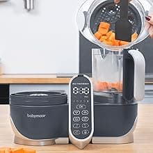 Babymoov Duo Meal Station Grey: Multi-Speed Baby Food Maker Steamer and Puree Blender, Baby Food Processor that warms & defrosts (Nutritionist Approved)