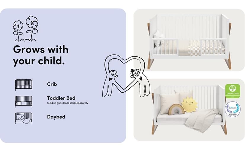 Storkcraft Equinox 3-in-1 Convertible Crib (Vintage Driftwood) Easily Converts to Toddler Bed & Daybed, 3-Position Adjustable Mattress Support Base, Modern Two-Tone Design for Contemporary Nursery