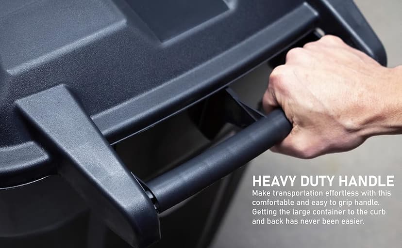 United Solutions 32 Gallon Wheeled Outdoor Garbage Can with Attached Snap Lock Lid and Heavy-Duty Handles, Black, Heavy-Duty Construction, Perfect Backyard, Deck, or Garage Trash Can, 2 Pack