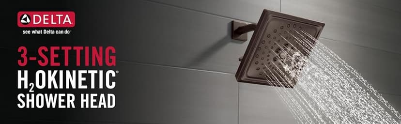 Delta Faucet 3-Spray H2Okinetic Shower Head, Matte Black 52684-BL