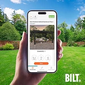 Backyard Discovery Stratford 14' x 12' Traditional Galvanized Steel Pergola Kit with Shade Sail Canopy, Powder-Coated Finish, All-Season Durability, High-Wind Rating for Outdoor Patio, Deck, Garden