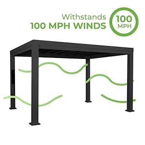 Backyard Discovery Stratford 14' x 12' Traditional Galvanized Steel Pergola Kit with Shade Sail Canopy, Powder-Coated Finish, All-Season Durability, High-Wind Rating for Outdoor Patio, Deck, Garden