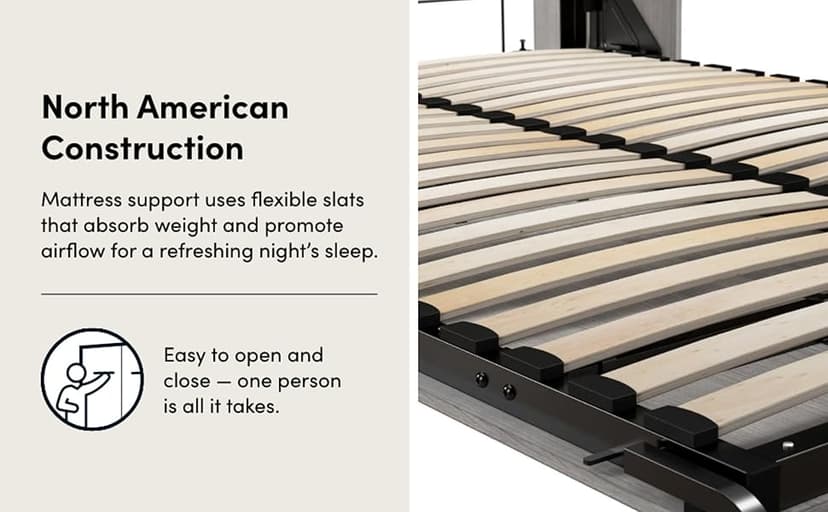 Bestar Claremont Full Murphy Bed with Closet Organizer (79W) in Platinum Gray, Sleeping Arrangement for Multipurpose Room