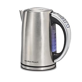 Hamilton Beach 1.7 Liter Temperature Control Electric Kettle, Water Boiler & Heater, Fast Boiling 1500 Watts, BPA Free, Cordless, Auto-Shutoff and Boil-Dry Protection, Stainless Steel (41020R)
