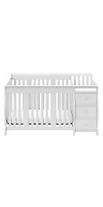 Storkcraft Steveston 5-in-1 Convertible Crib and Changer with Drawer (Gray) – GREENGUARD Gold Certified, Crib and Changing Table Combo with Drawer, Converts to Toddler Bed, Daybed and Full-Size Bed