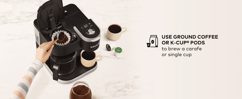 Keurig K-Duo Single Serve K-Cup Pod & Carafe Coffee Maker, with Multiple Brew Sizes, 60oz Removable Reservoir, Programmable Auto Brew Carafe, (Gen 1), Black