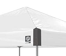 E-Z UP Ambassador Instant Pop Up Canopy Tent, 10' x 10', Roller Bag and 4 Piece Spike Set, Slate White