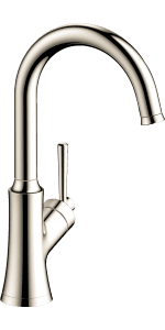 hansgrohe Joleena Brushed Nickel Commercial Kitchen Faucet, Kitchen Faucets with Pull Down Sprayer, Faucet for Kitchen Sink, Polished Nickel 04792830 19.3-Inches Tall