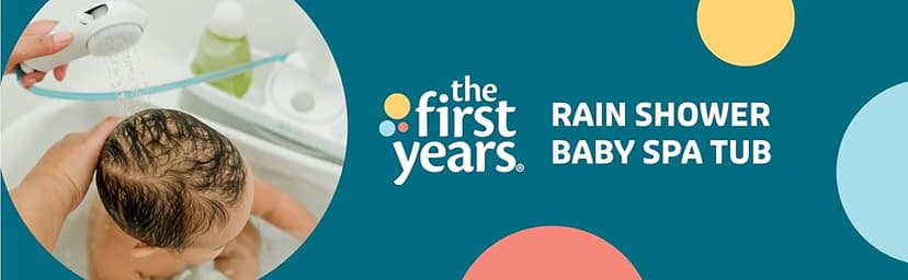 The First Years Rain Shower Baby Bath Tub Set - Includes Convertible Bath Tub and Sling with Soothing Spray - Baby Bath Seat and Spa for Newborn to Toddler - Baby Bath Essentials