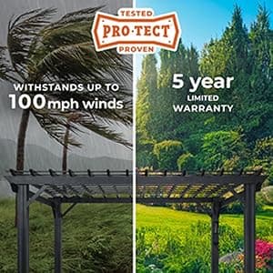 Backyard Discovery Stratford 14' x 12' Traditional Galvanized Steel Pergola Kit with Shade Sail Canopy, Powder-Coated Finish, All-Season Durability, High-Wind Rating for Outdoor Patio, Deck, Garden