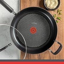 T-fal Ultimate Hard Anodized Nonstick Wok 14 Inch, Oven Broiler Safe 350F, Non Stick Stir-Fry Pan, Cookware, Pots and Pans, Kitchen, Versatile Deep Frying, Sauté, Braise, Stew, Dishwasher Safe, Black