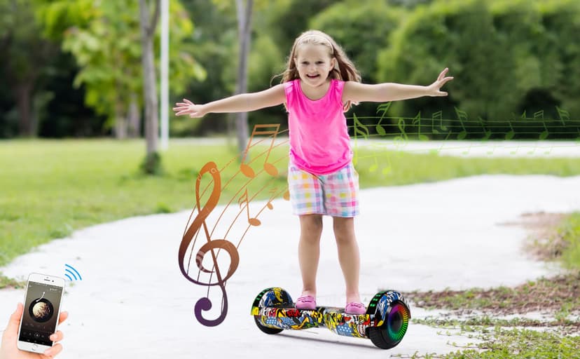 LIEAGLE Hoverboard, 6.5" Self Balancing Scooter Hover Board with Bluetooth Wheels LED Lights for Kids Adults