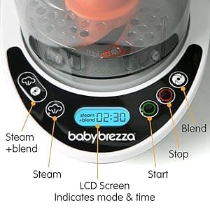 Baby Brezza One Step Baby Food Maker Deluxe – Auto shut Off, Dishwasher Safe Cooker and Blender to Steam + Puree Organic Food for Infants + Toddlers - Set of 3 Pouches + 3 Funnels
