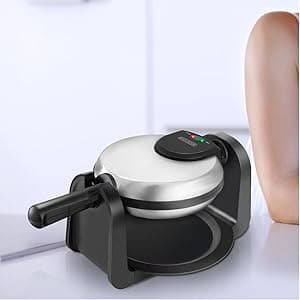 BLACK+DECKER Flip Waffle Maker, WM1404S, 7" Round Belgian Waffles, Ready Light Indicator
