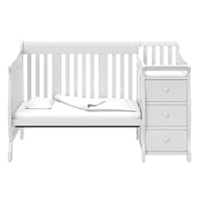 Storkcraft Portofino 5-in-1 Convertible Crib and Changer (Espresso) – Crib and Changing -Table Combo with 3 Drawers, Includes Baby Changing Pad, Converts to Full-Size Bed